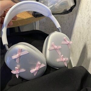 1pc Pink Bow Detail Bow Headphone Case Compatible With Apple AirPods Max